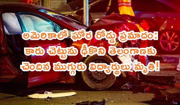 అమెరికాలో ఘోర రోడ్డు ప్రమాదం: కారు చెట్టును ఢీకొని తెలంగాణకు చెందిన ముగ్గురు విద్యార్థులు మృతి!